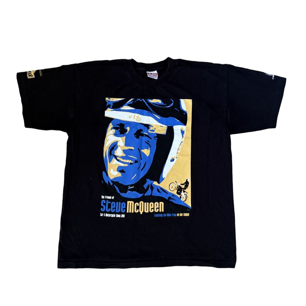2015 Steve McQueen Car & Motorcycle Show Double Sided Graphic T-Shirt Black XL